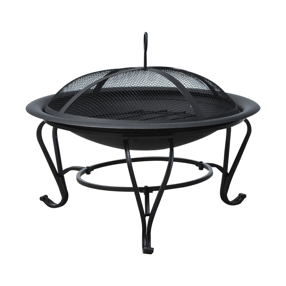 Fire Bowl Fire Pit & Fire Basket For Wood, Charcoal With Spark Guard, Garden, Black, 70.5X70.5X40Cm