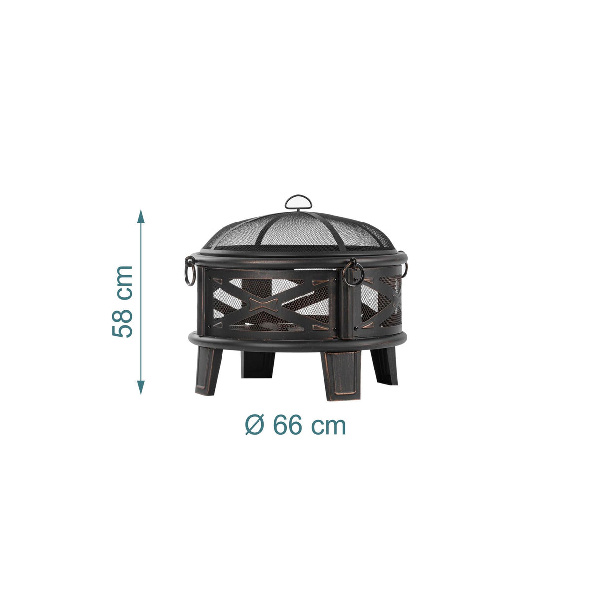 Fire Bowl with Grill and Spark Guard for Garden