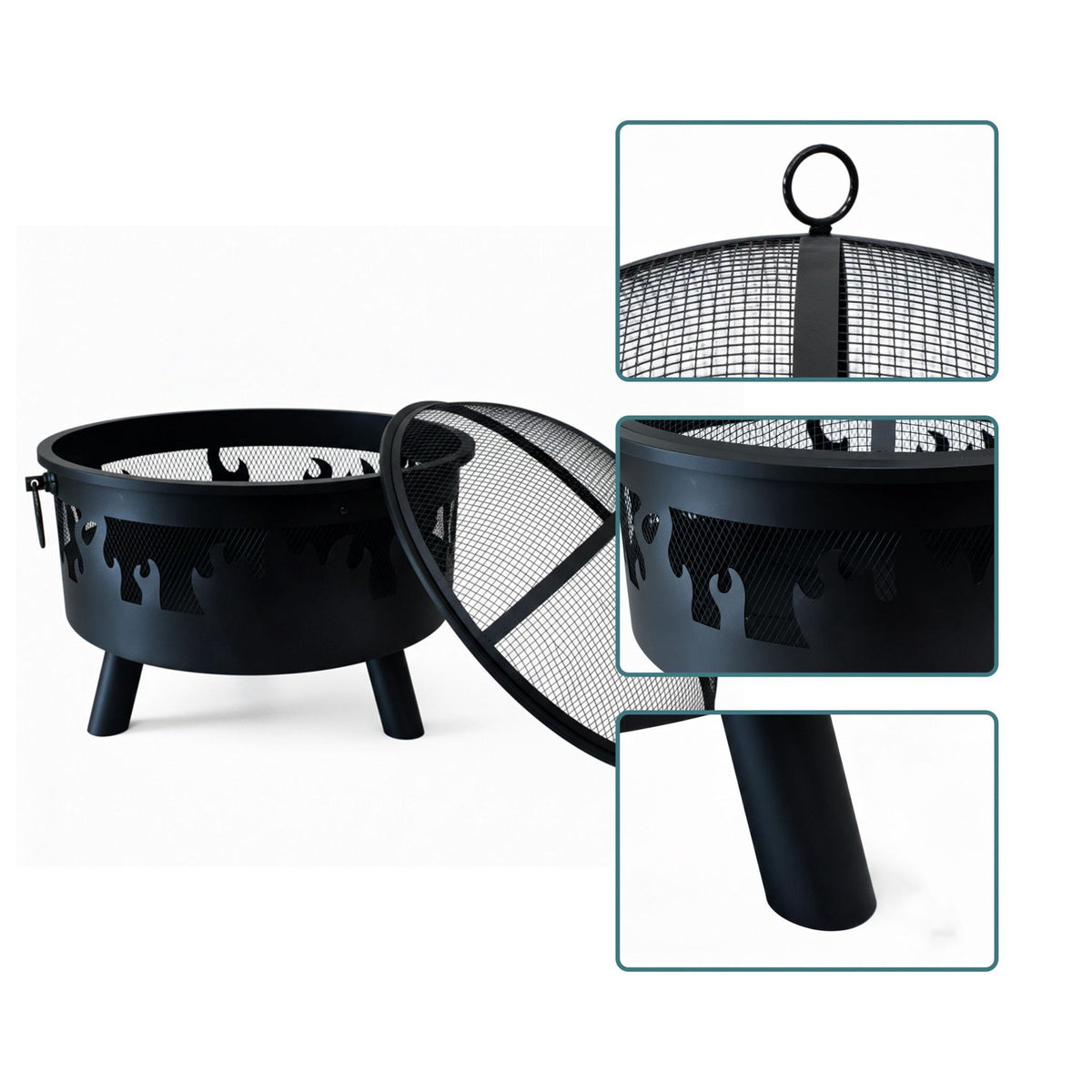 Fire Bowl with Spark Guard – Powder-Coated Steel