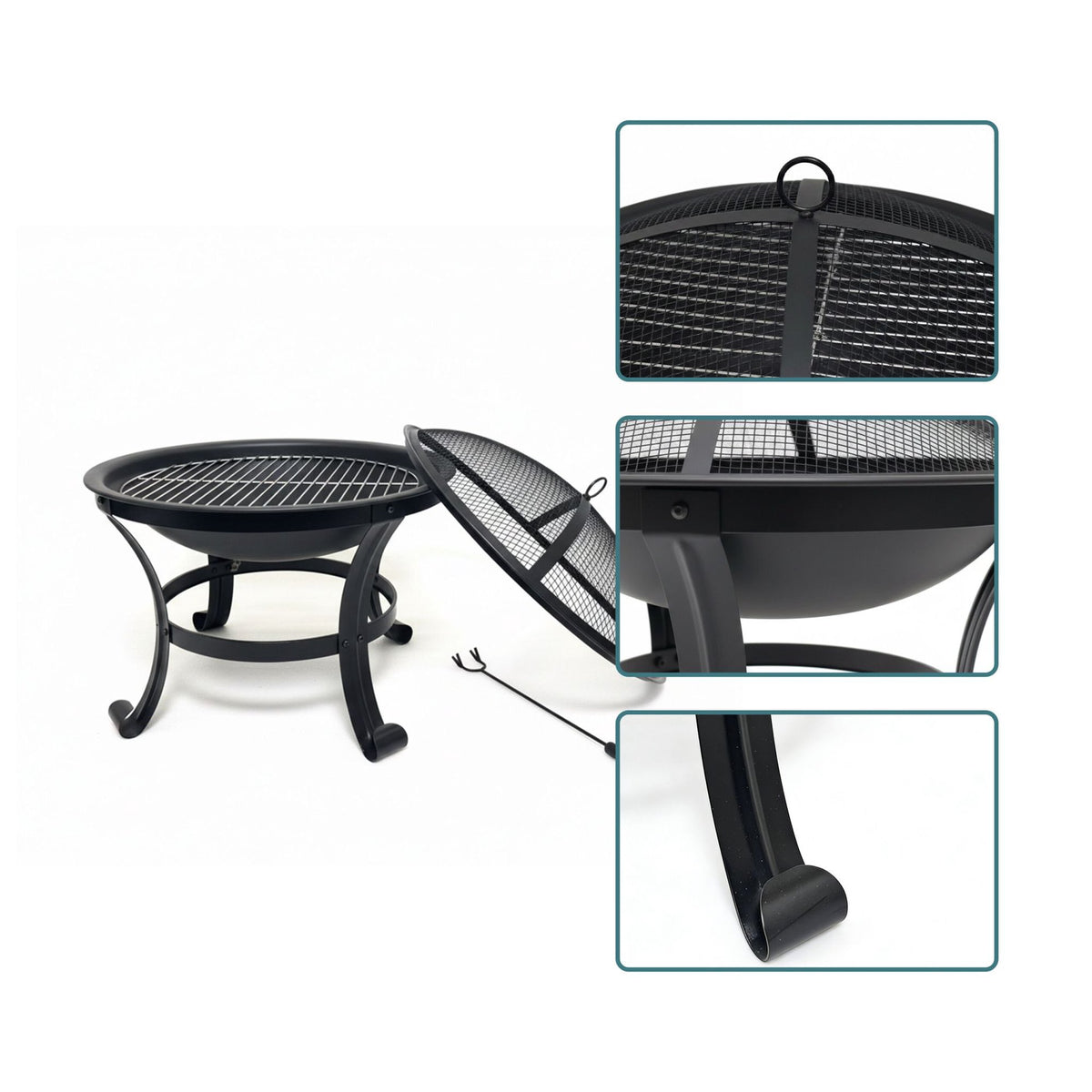 Fire Bowl with Spark Guard and Grill Rack