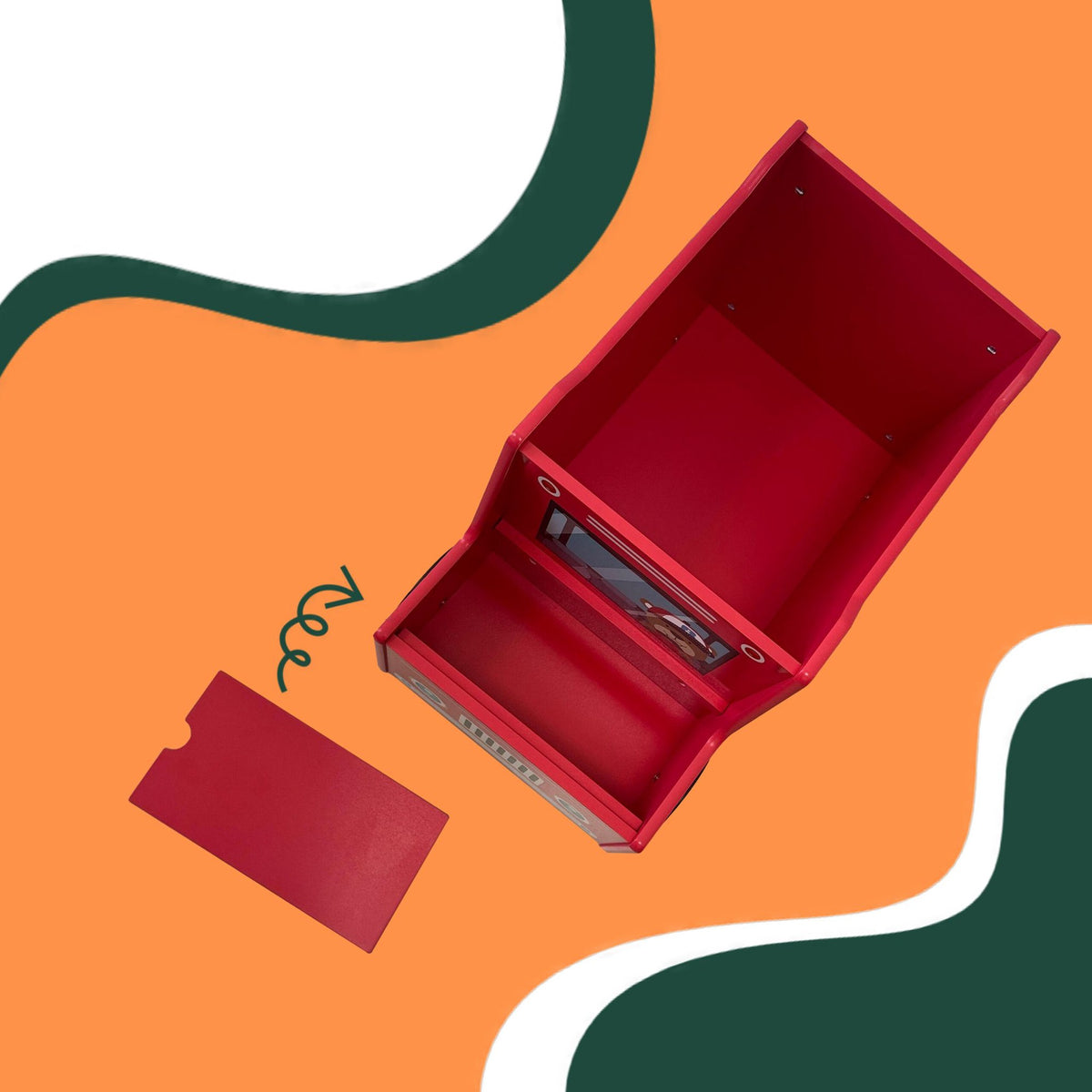 Fire Engine Toy Box with Secret Compartment