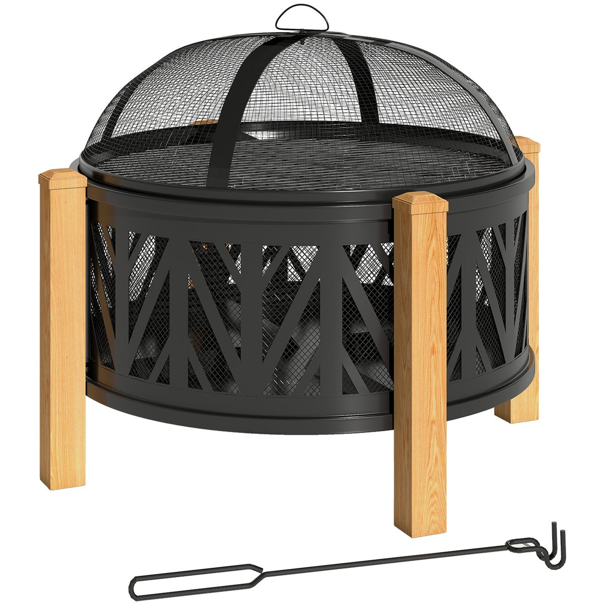 Fire Pit 2-in-1, 75x58 cm, Spark Guard, Grill Grate