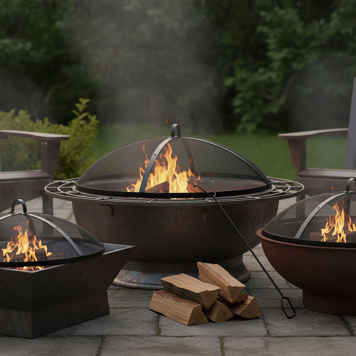 Fire Pit Spark Guard, Round Metal Mesh Cover, 50 cm