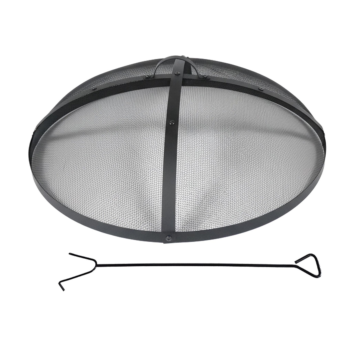 Fire Pit Spark Guard, Round Metal Mesh, Includes Poker, 70 cm