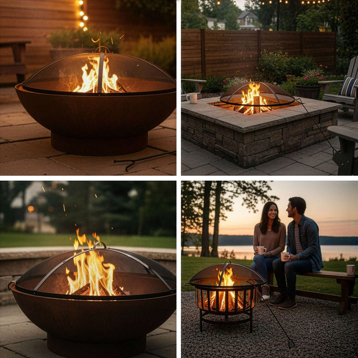 Fire Pit Spark Guard, Round Metal Mesh, Size 100 cm