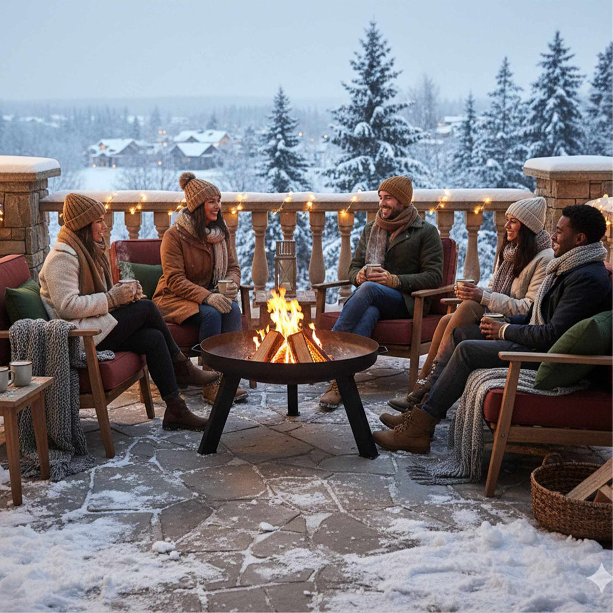 Fire Pit with Poker, Steel Bowl for Outdoor Use