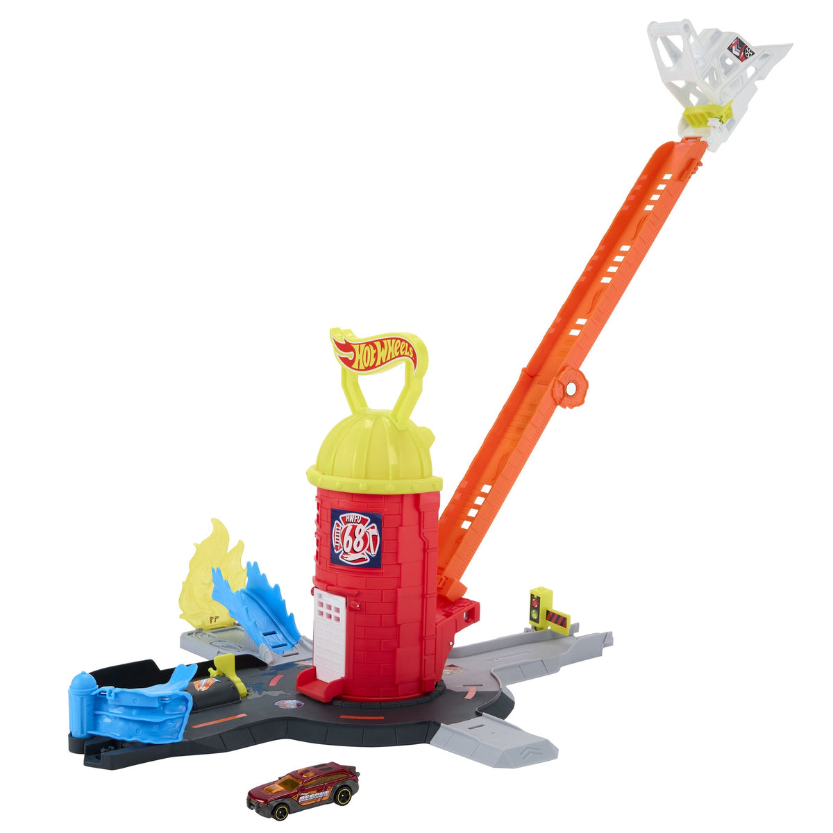 Fire Station Playset with Extendable Ladder and Track System