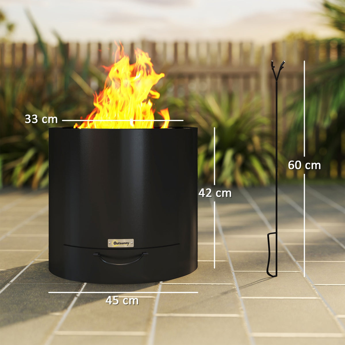 Fire bowl Ø45 x 42cm made of steel fire pit with poker ash tray fire bowls for garden, balcony terrace, outdoor BBQ camping black |