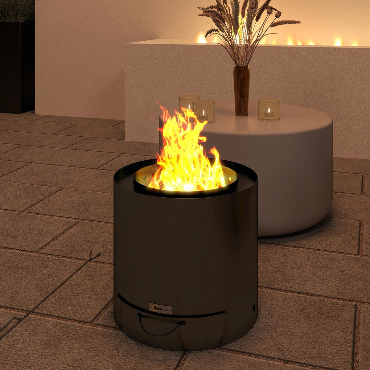 Fire bowl Ø45 x 42cm made of steel fire pit with poker ash tray fire bowls for garden, balcony terrace, outdoor BBQ camping black |