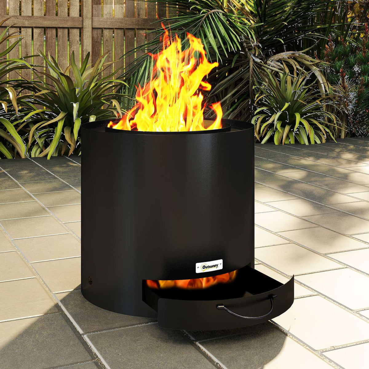Fire bowl Ø45 x 42cm made of steel fire pit with poker ash tray fire bowls for garden, balcony terrace, outdoor BBQ camping black |