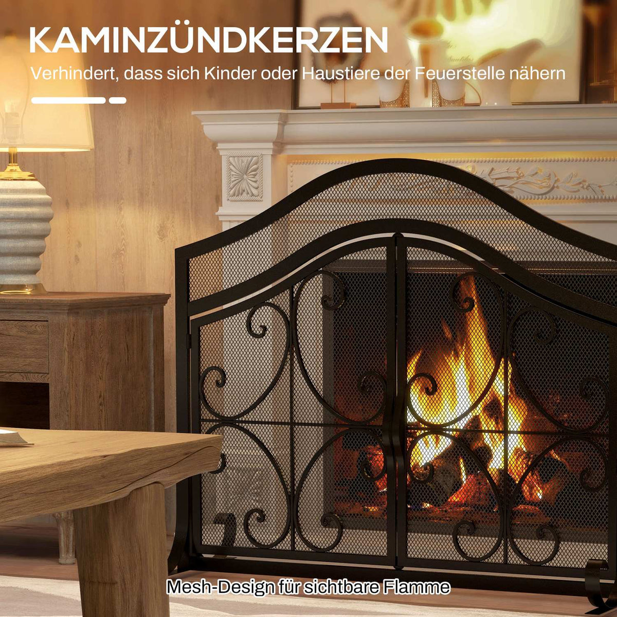 Fireplace Guard, Fireplace Gate with Magnetic Doors, Oven Guard, Spark Guard for Living Room, Steel, 105 x 80.5 cm, Black
