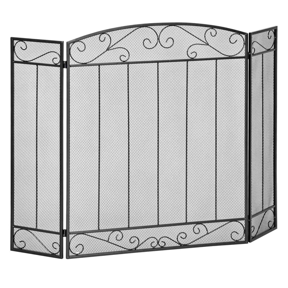 Fireplace Guard, Folding Fireplace Gate with 3 Panels, Oven Guard, Spark Guard for Living Room, Steel, 105 x 80.5cm, Black