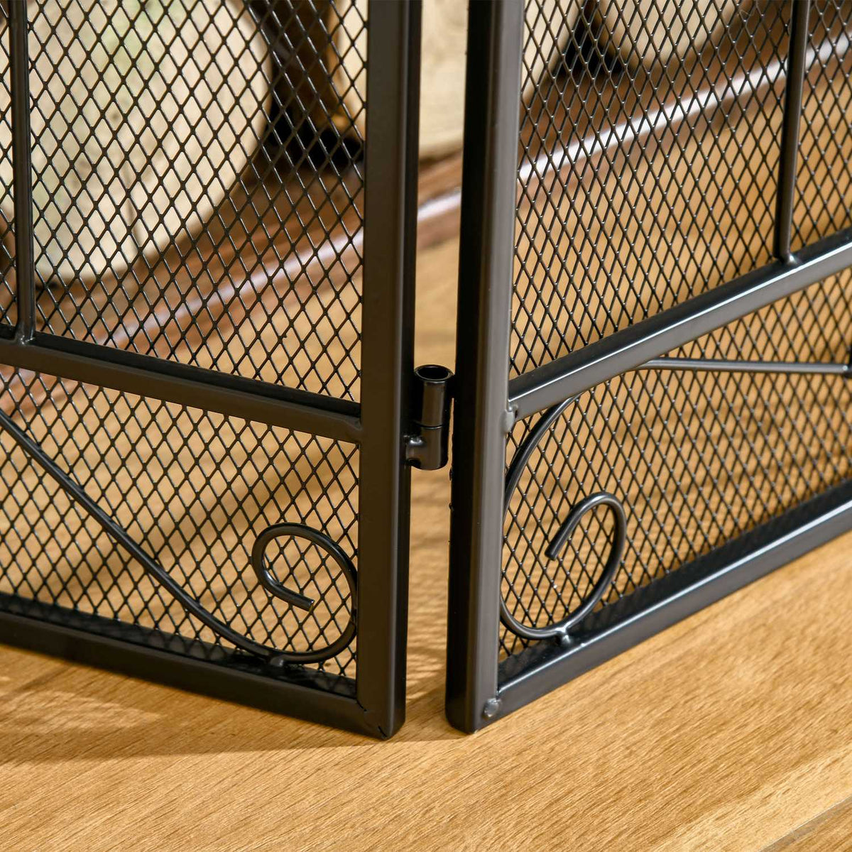 Fireplace Guard, Folding Fireplace Gate with 3 Panels, Oven Guard, Spark Guard for Living Room, Steel, 105 x 80.5cm, Black