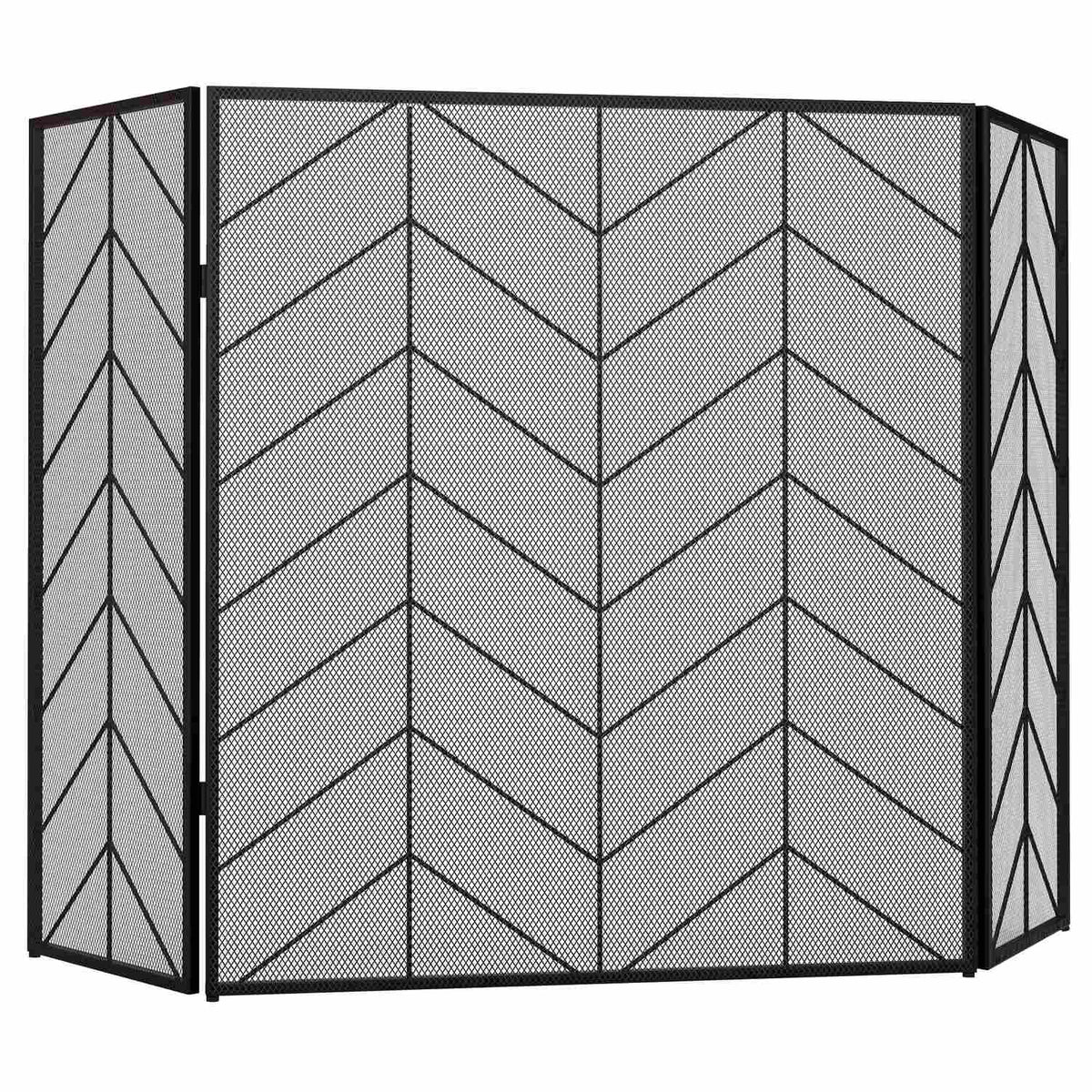 Fireplace Guard, Folding Fireplace Gate with 3 Panels, Oven Guard, Spark Guard for Living Room, Steel, 135 x 85cm, Black