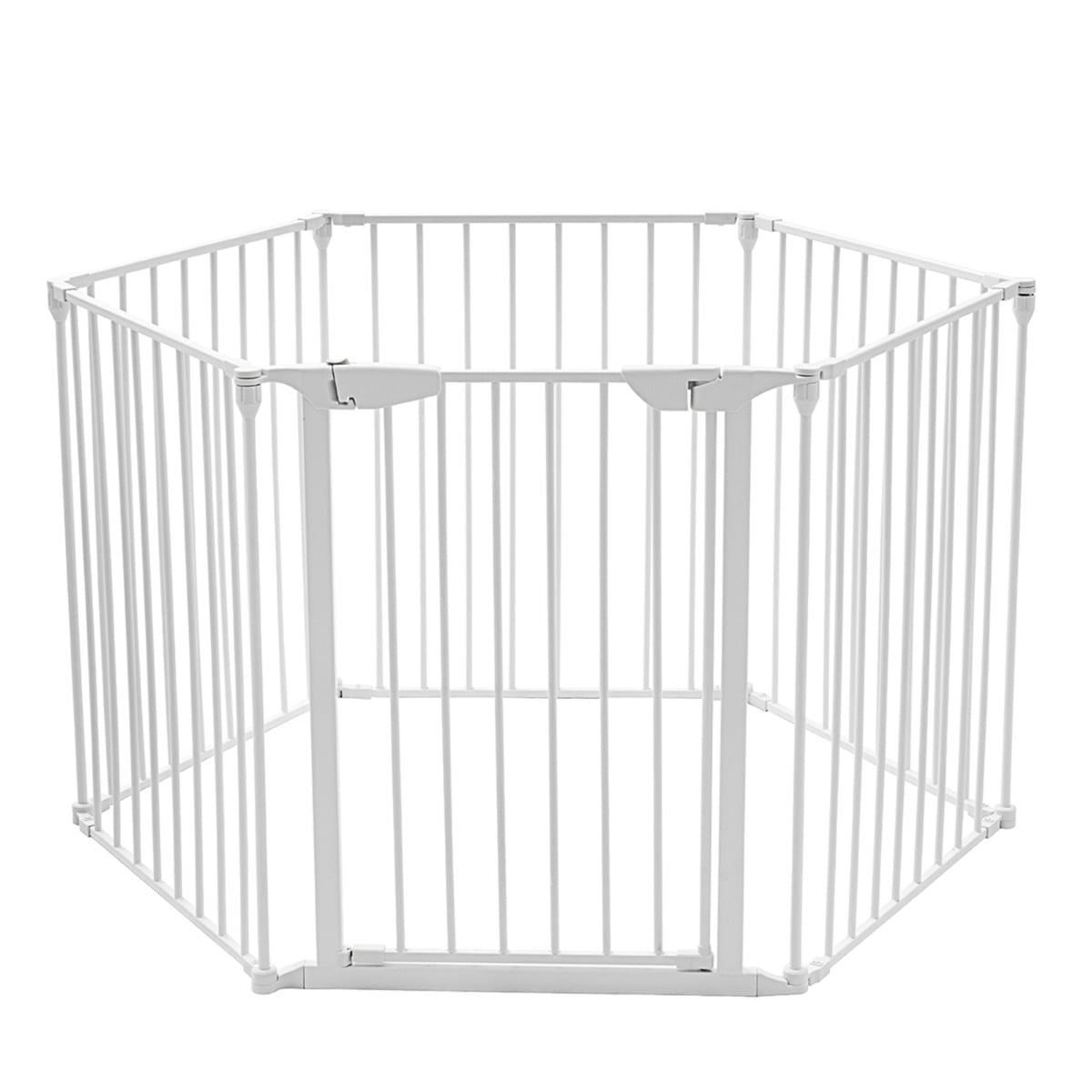 Fireplace Safety Gate with Door & Wall Mount, White Iron