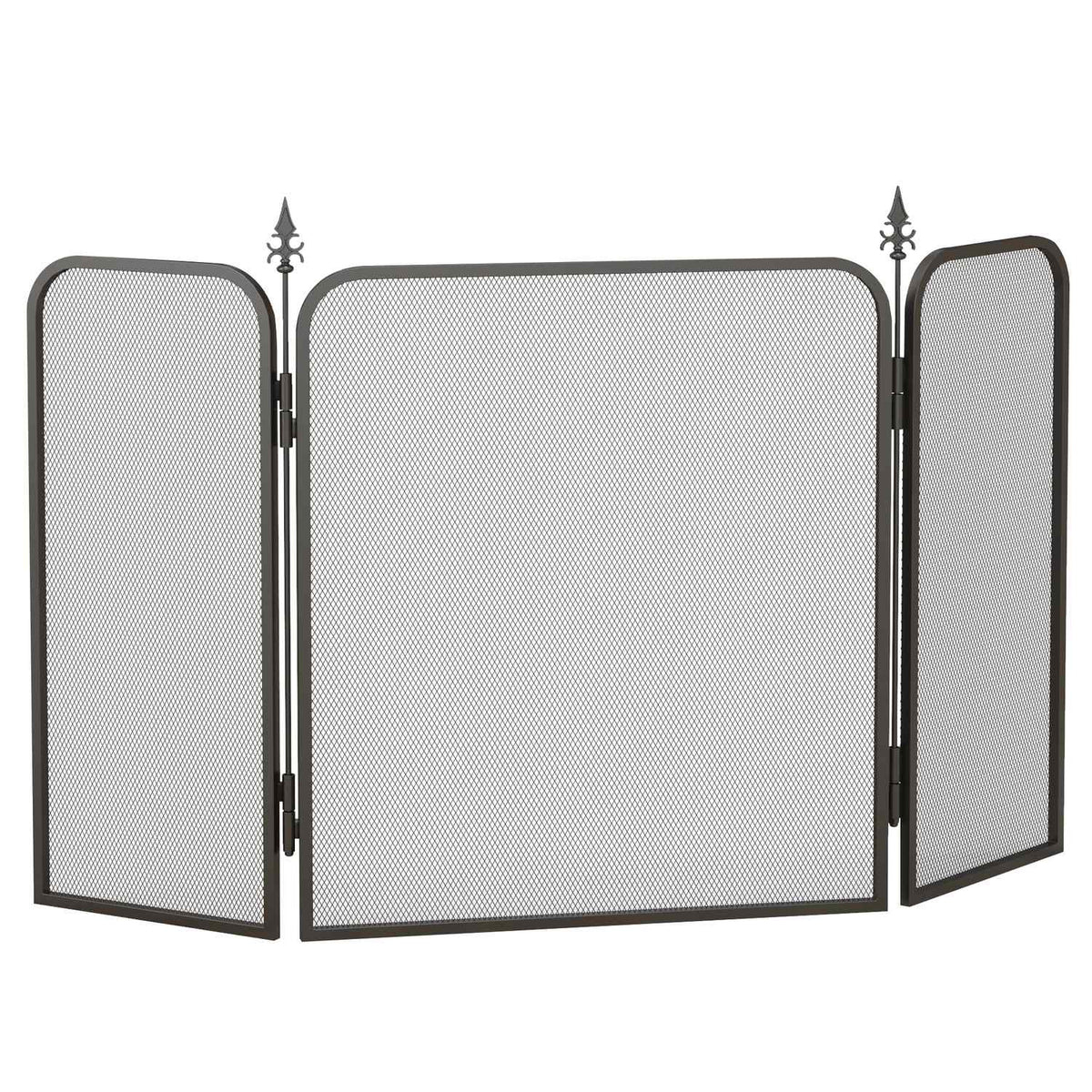 Fireplace Screen, Foldable Fireplace Screen with 3 Panels, Spark Guard for Living Room, Bedroom, Metal, 96x56cm, Black