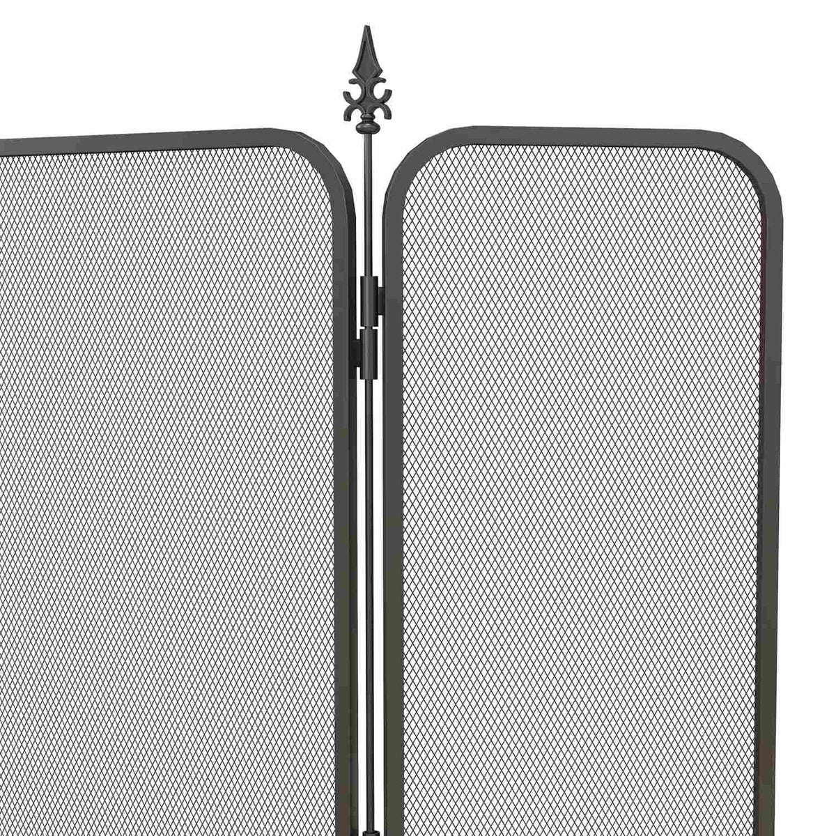 Fireplace Screen, Foldable Fireplace Screen with 3 Panels, Spark Guard for Living Room, Bedroom, Metal, 96x56cm, Black