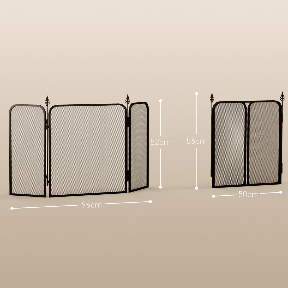 Fireplace Screen, Foldable Fireplace Screen with 3 Panels, Spark Guard for Living Room, Bedroom, Metal, 96x56cm, Black