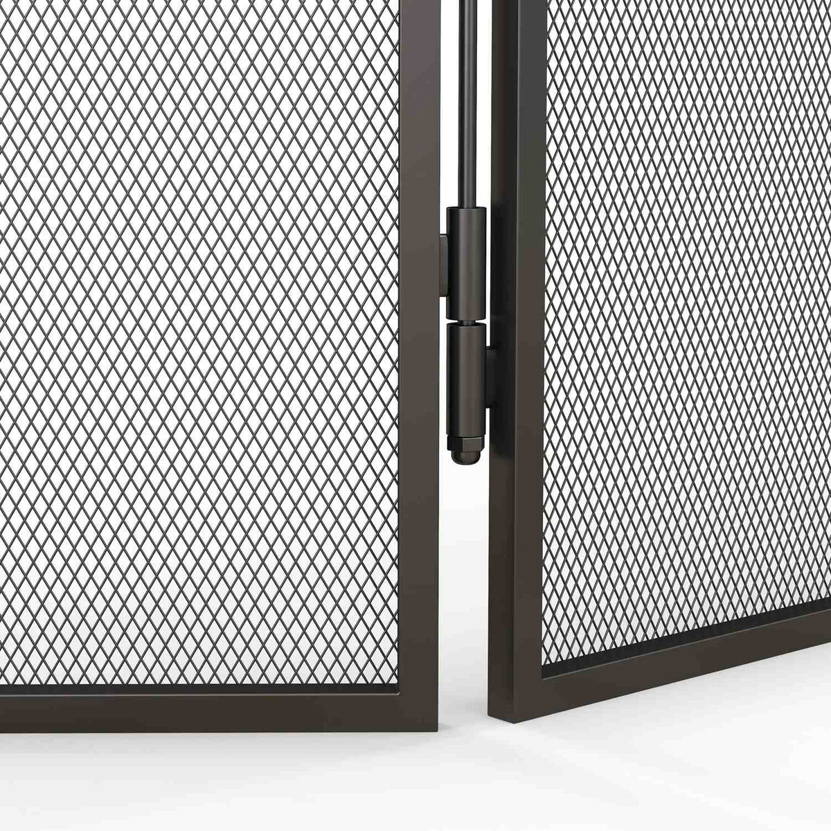 Fireplace Screen, Foldable Fireplace Screen with 3 Panels, Spark Guard for Living Room, Bedroom, Metal, 96x56cm, Black