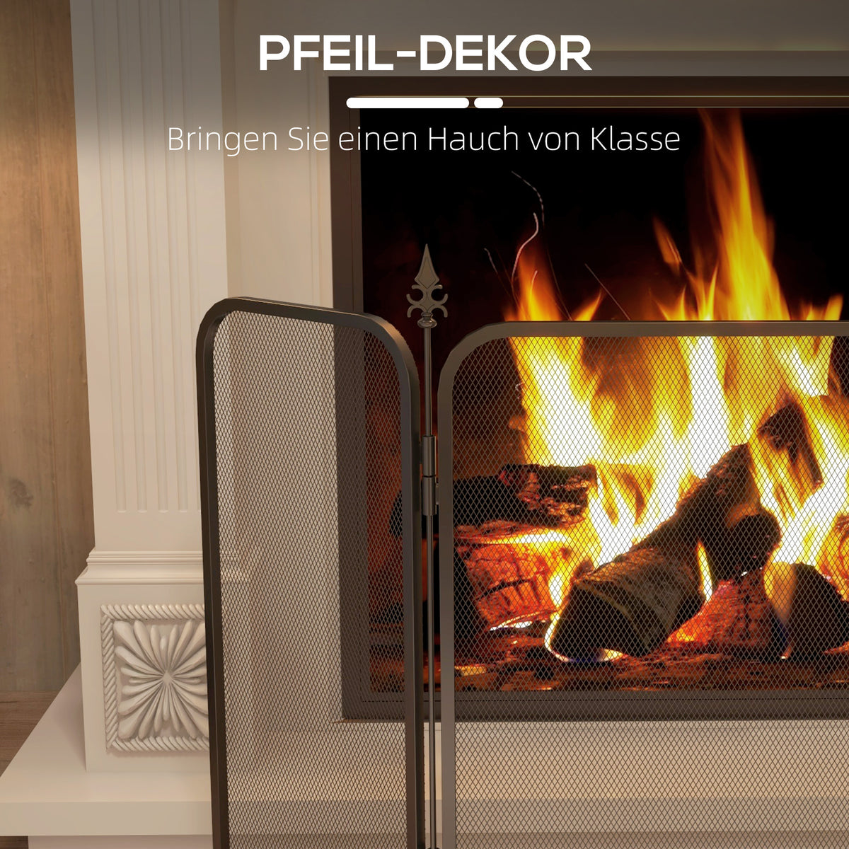 Fireplace Screen, Foldable Fireplace Screen with 3 Panels, Spark Guard for Living Room, Bedroom, Metal, 96x56cm, Black