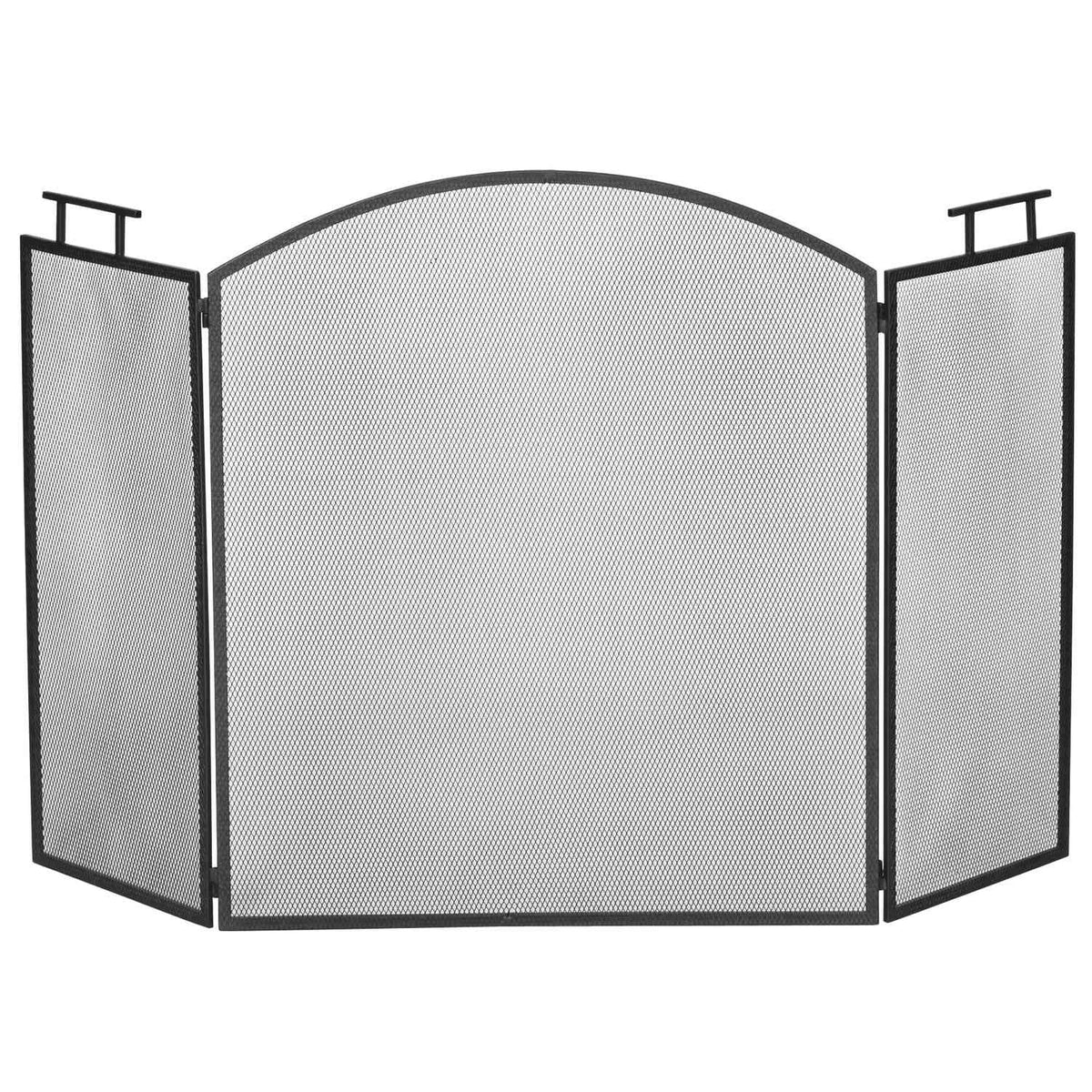 Fireplace Screen, Foldable Metal Spark Guard, Black, 110x24x76.5 cm