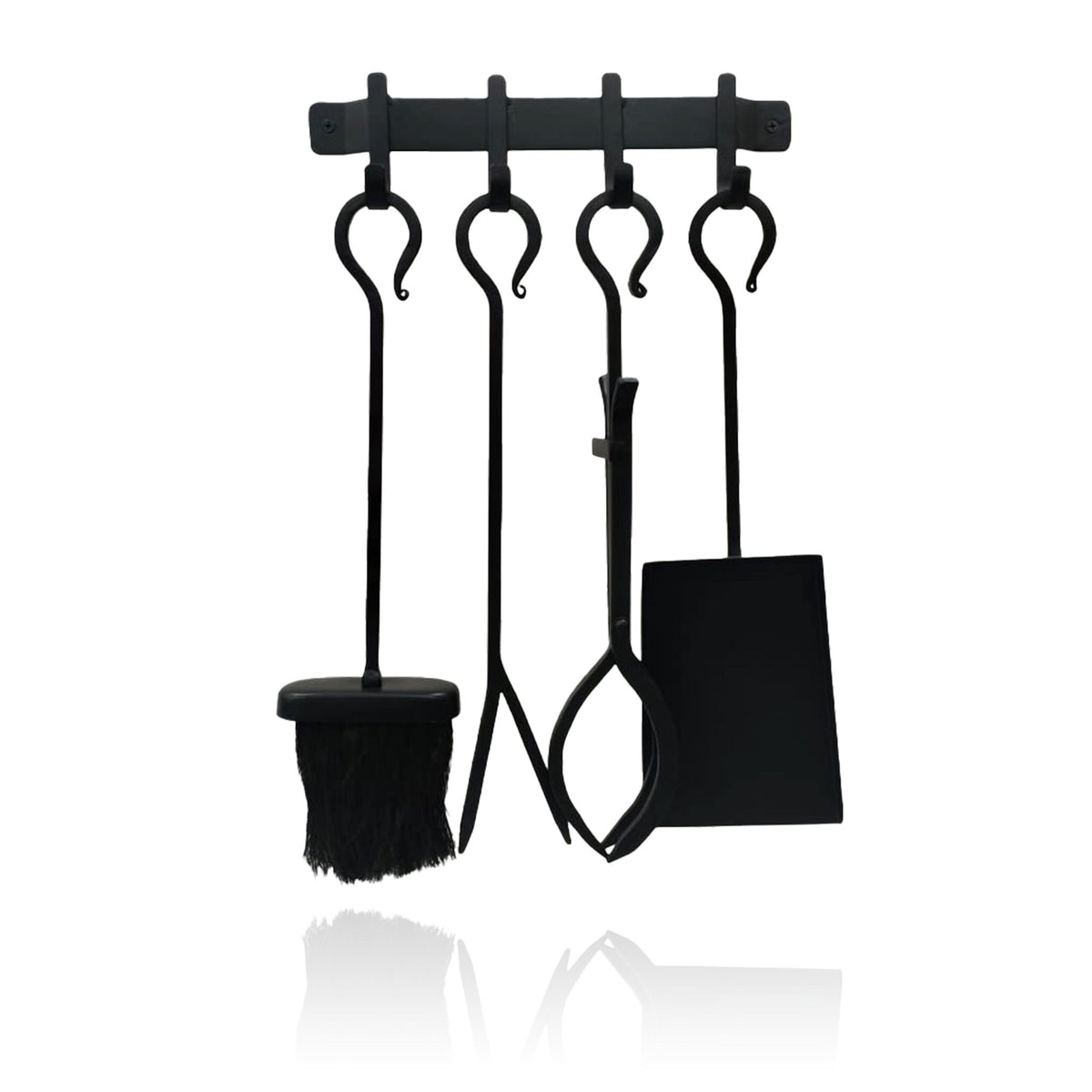 Fireplace Tool Set, Wrought Iron, Wall Holder