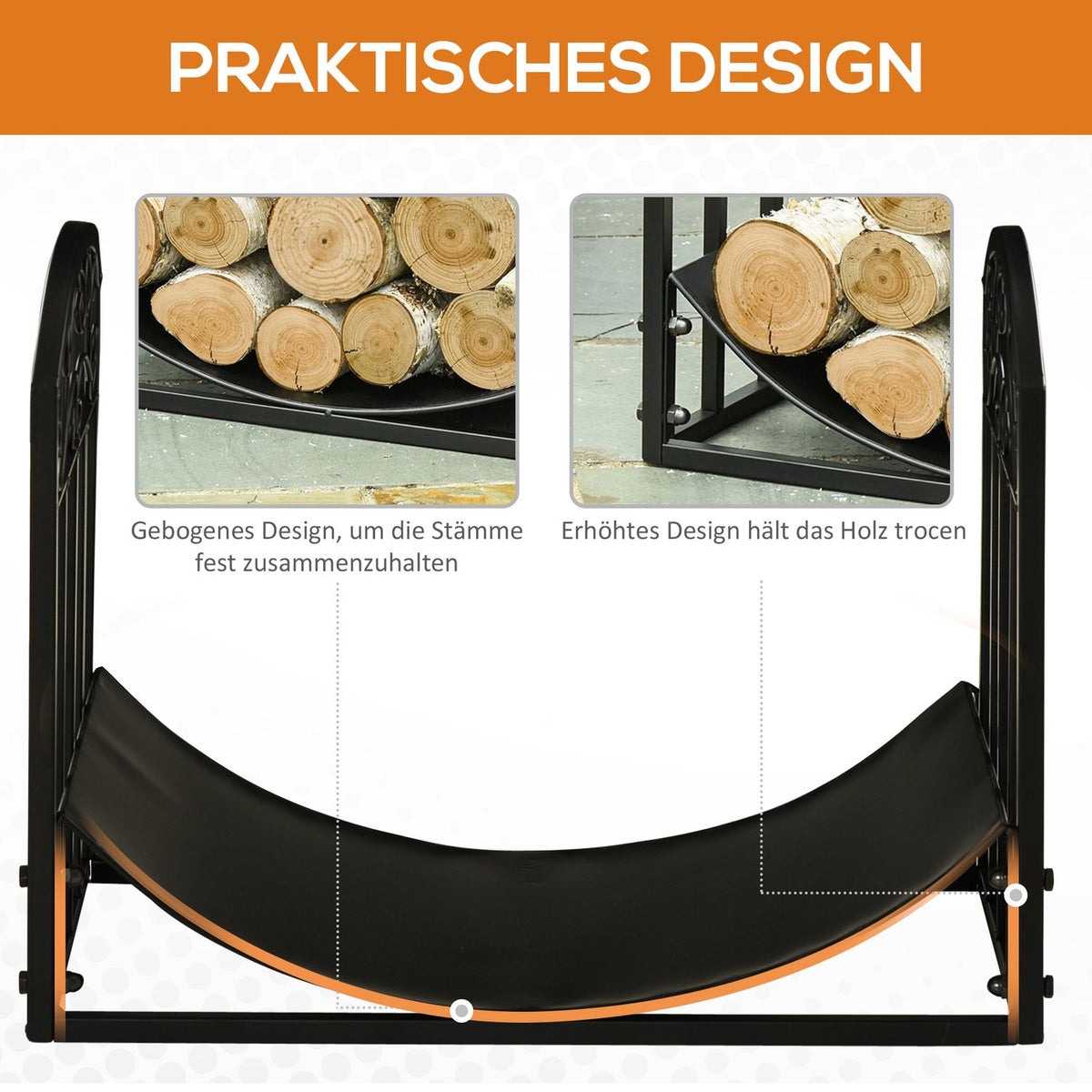 Firewood Rack Firewood Stand Firewood Rack 60 Kg Heavy Duty Firewood Rack Fireplace Tool Metal Black 60.5 X 36 X 46.5 Cm