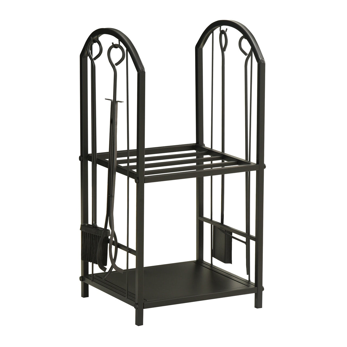 Firewood Rack Firewood Stand Firewood Rack With 4 Additional Firewood Tools Fireplace Cutlery 2-Tier Design 41.5 X 32.5 X 74.5 Cm