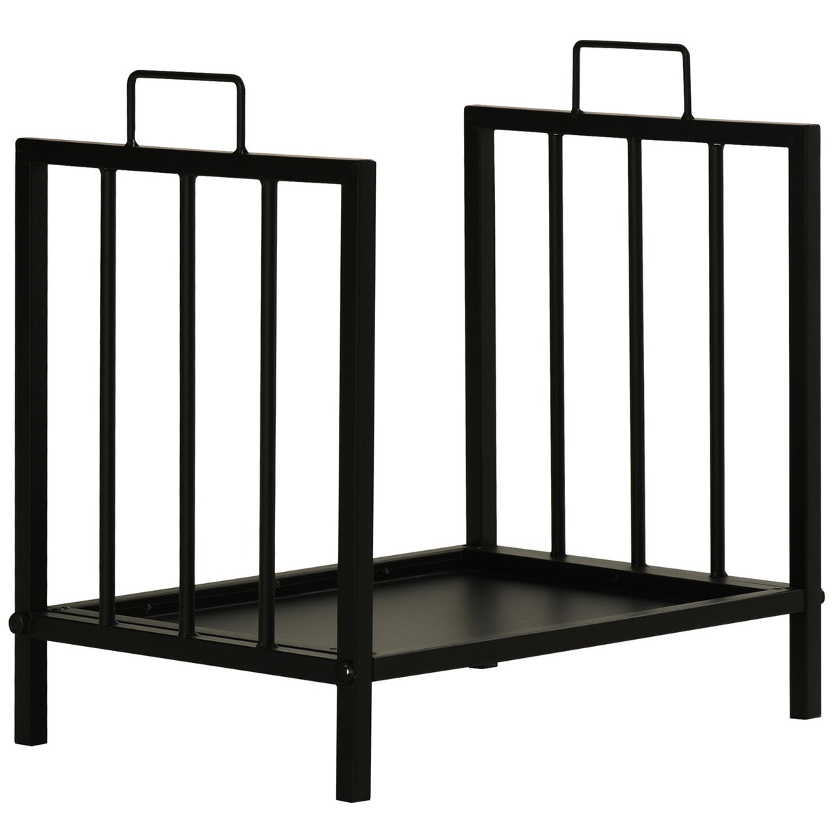 Firewood Rack Firewood Stand With Two Handles Fireplace Cutlery 50 Kg Heavy Duty Firewood Rack Fireplace Tool Metal Black 39 X 32.5 X 46 Cm