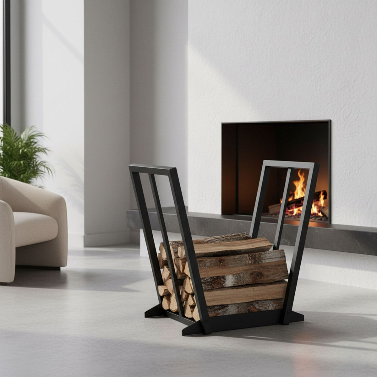 Firewood Rack – Iron V-Shaped Log Holder