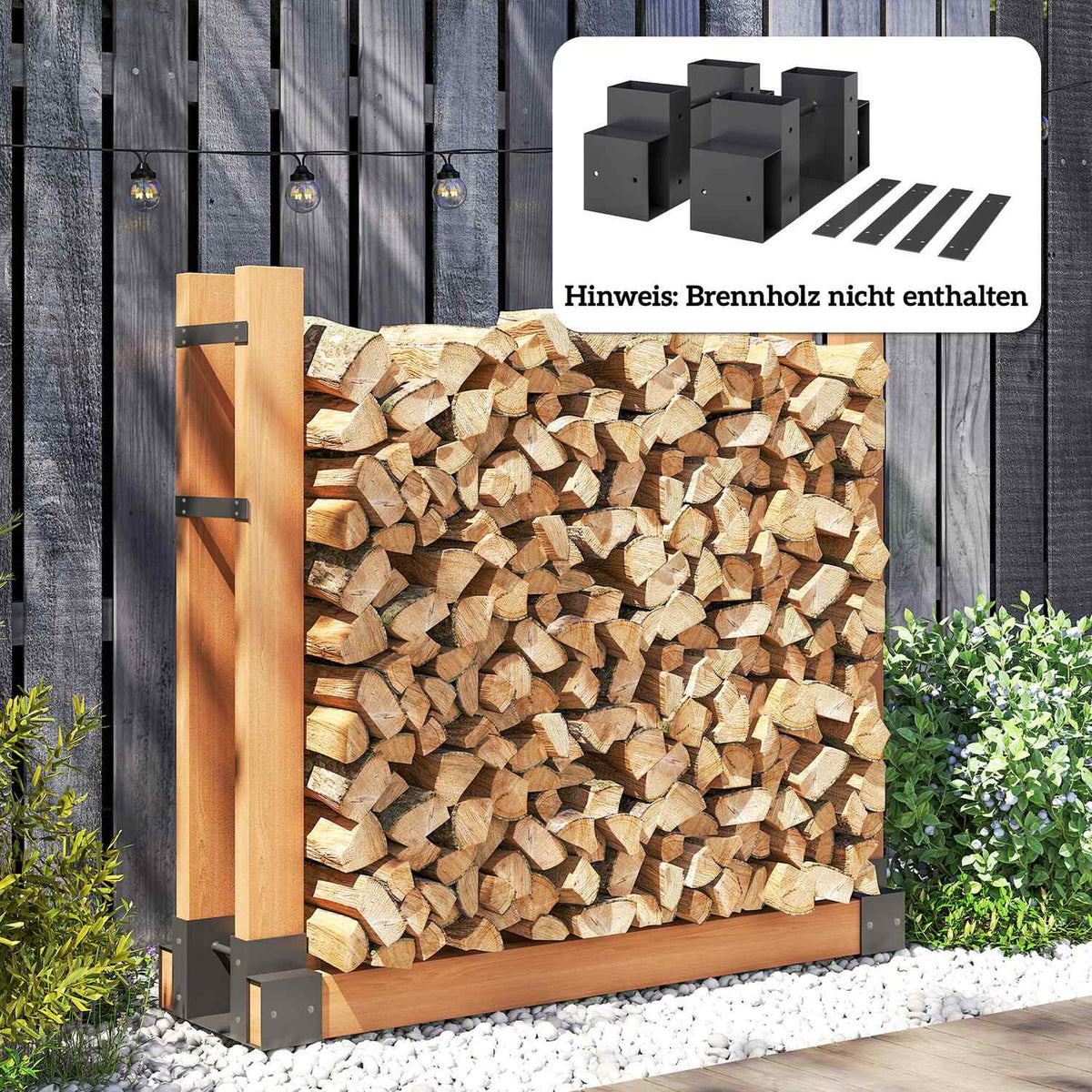 Firewood Rack Set, Adjustable Metal, Black, 33.5x10x15.5cm