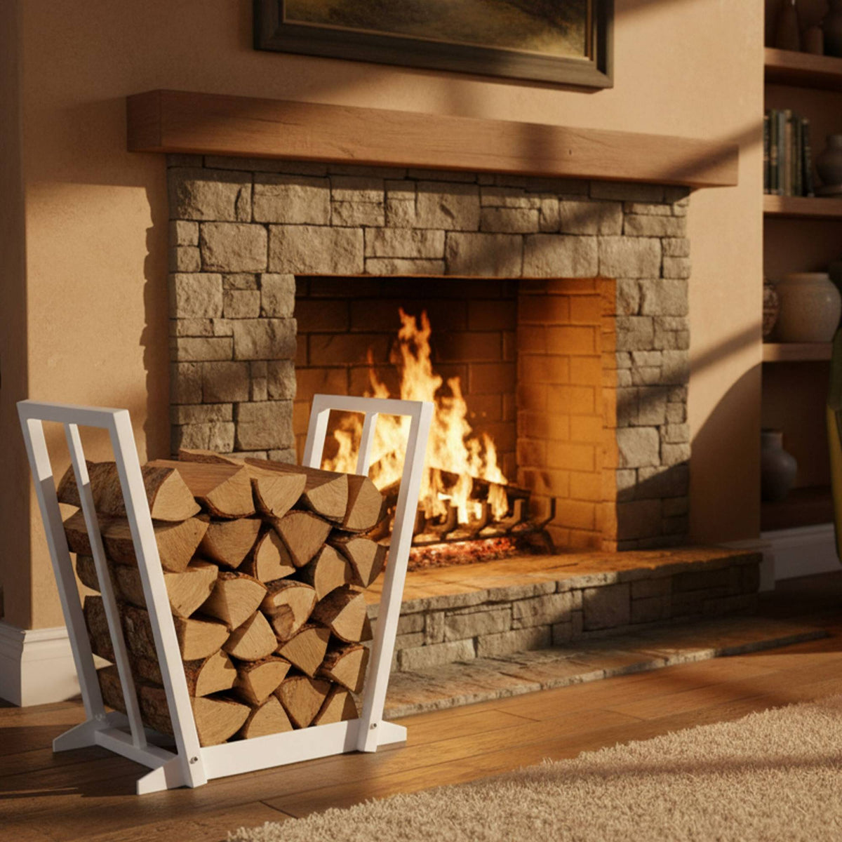 Firewood Rack – V-Shaped Iron Log Holder for Storage