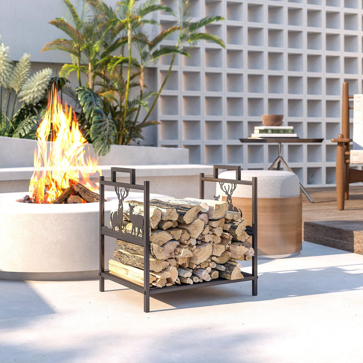 Firewood Rack for Indoor Use, Metal, 42.5x33.5x43 cm