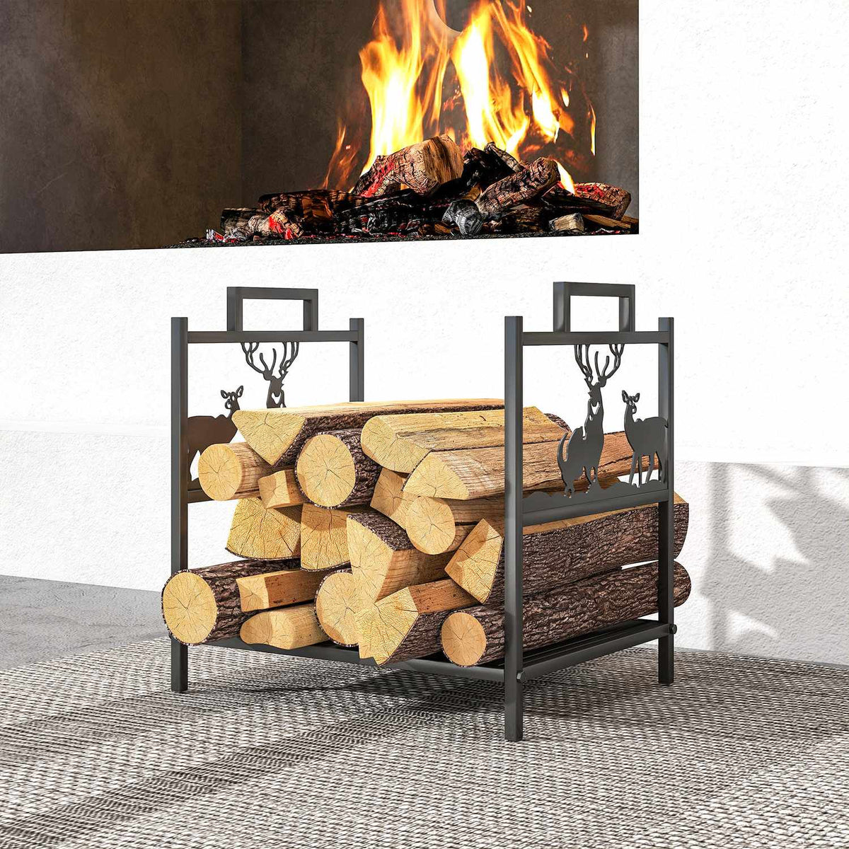 Firewood Rack for Indoor Use, Metal, 42.5x33.5x43 cm