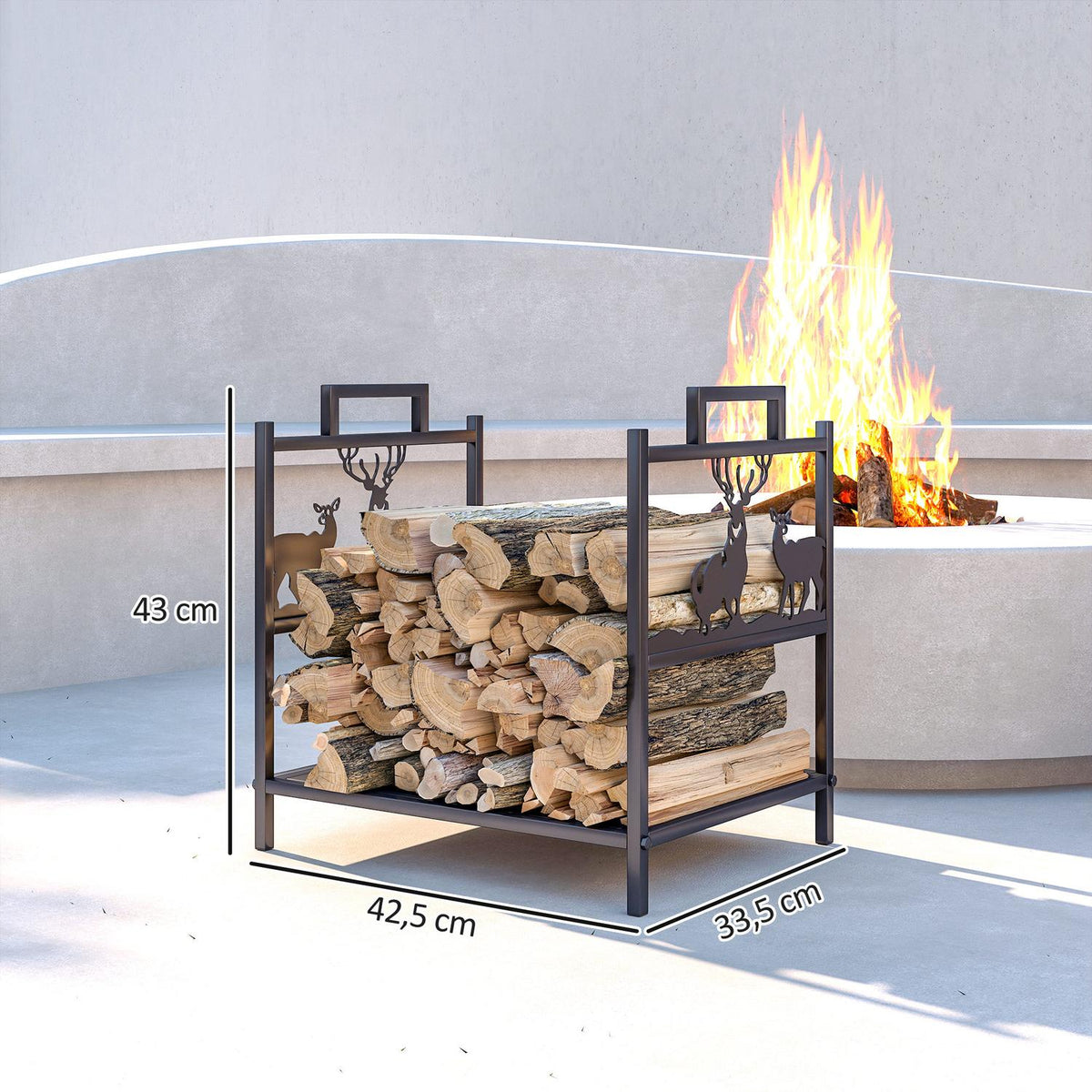 Firewood Rack for Indoor Use, Metal, 42.5x33.5x43 cm