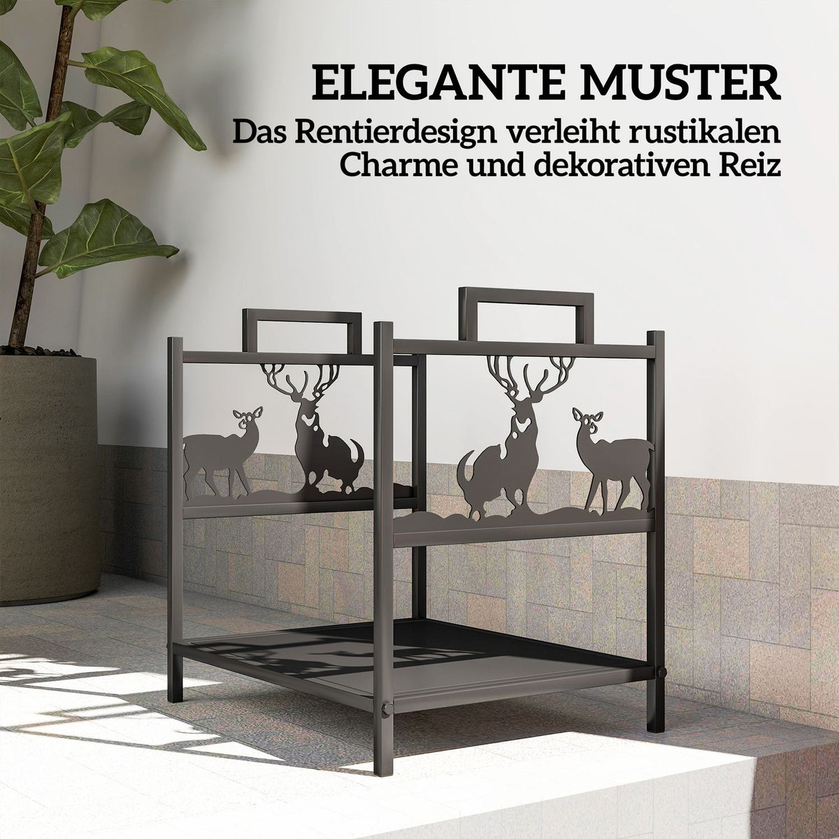 Firewood Rack for Indoor Use, Metal, 42.5x33.5x43 cm