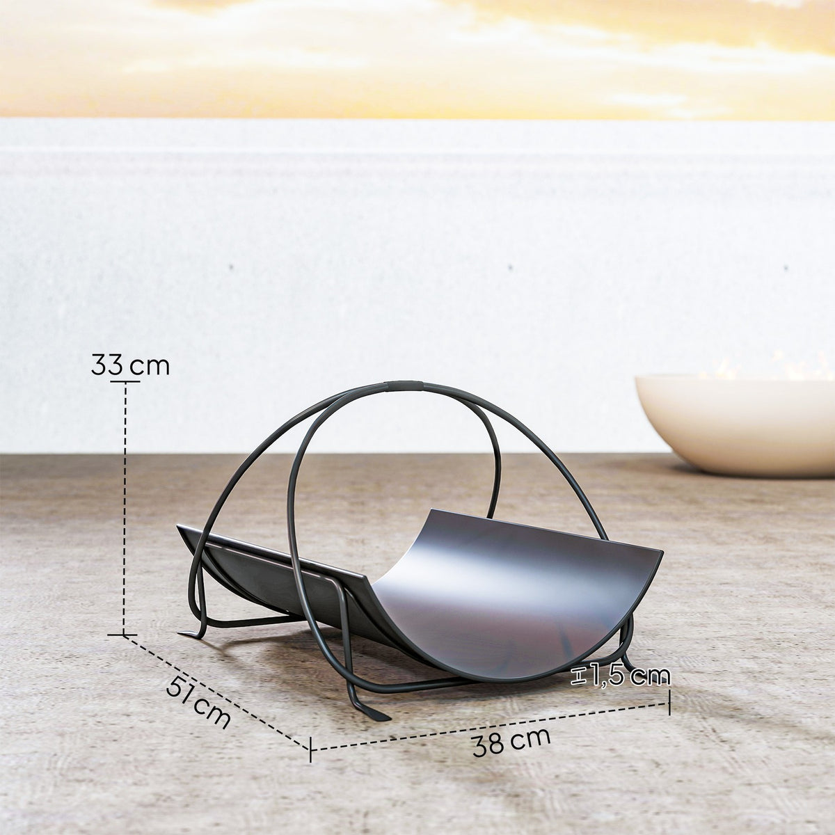 Firewood Rack for Indoors, 51x38x33cm, Metal Handle