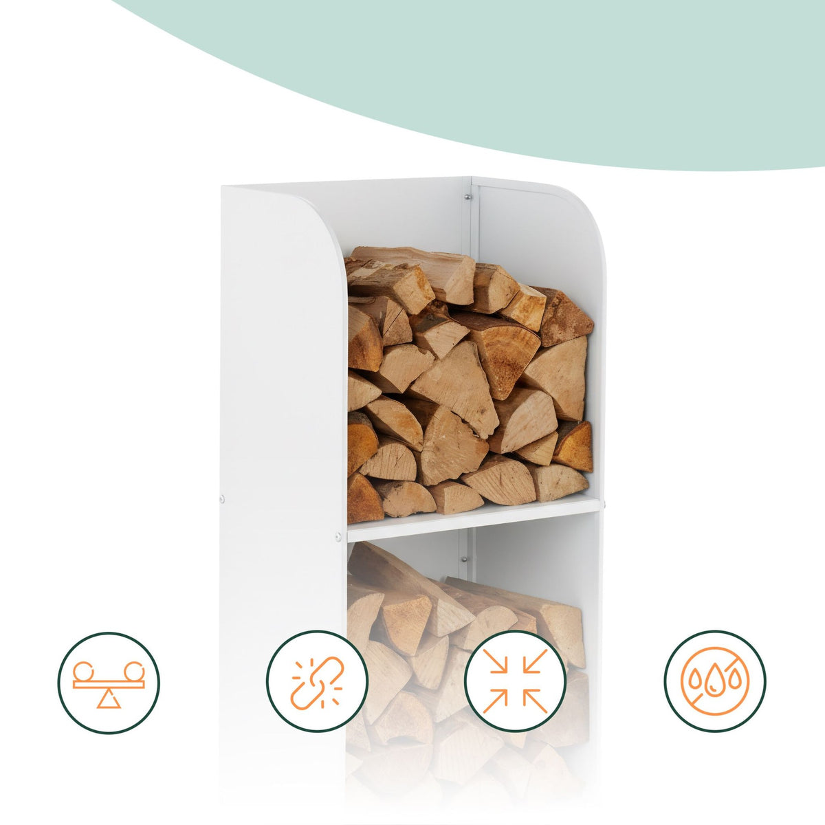 Firewood Rack with 2 Shelves – Iron, Indoor Use