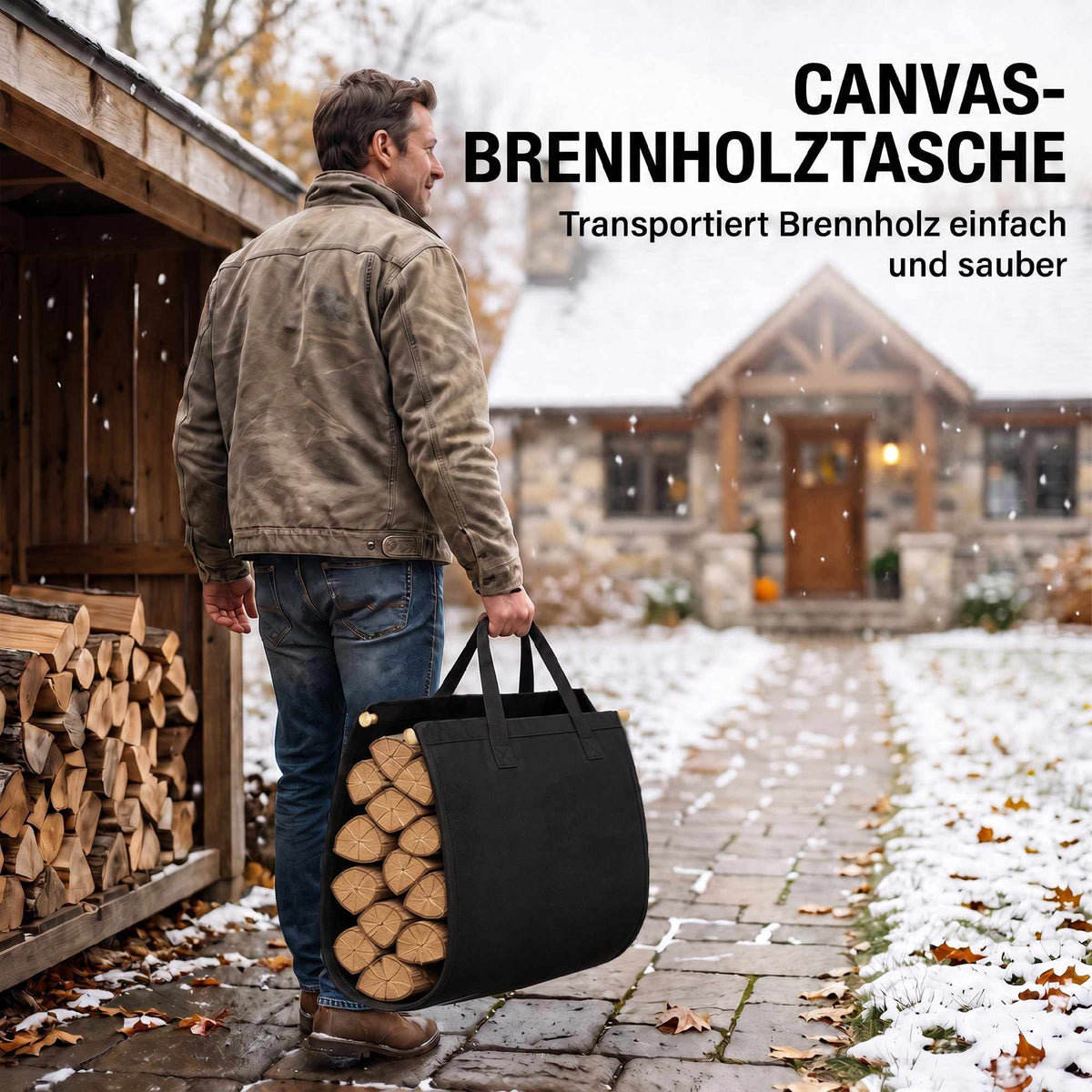 Firewood Rack with Canvas Carrier, 47.5 x 33 x 44 cm