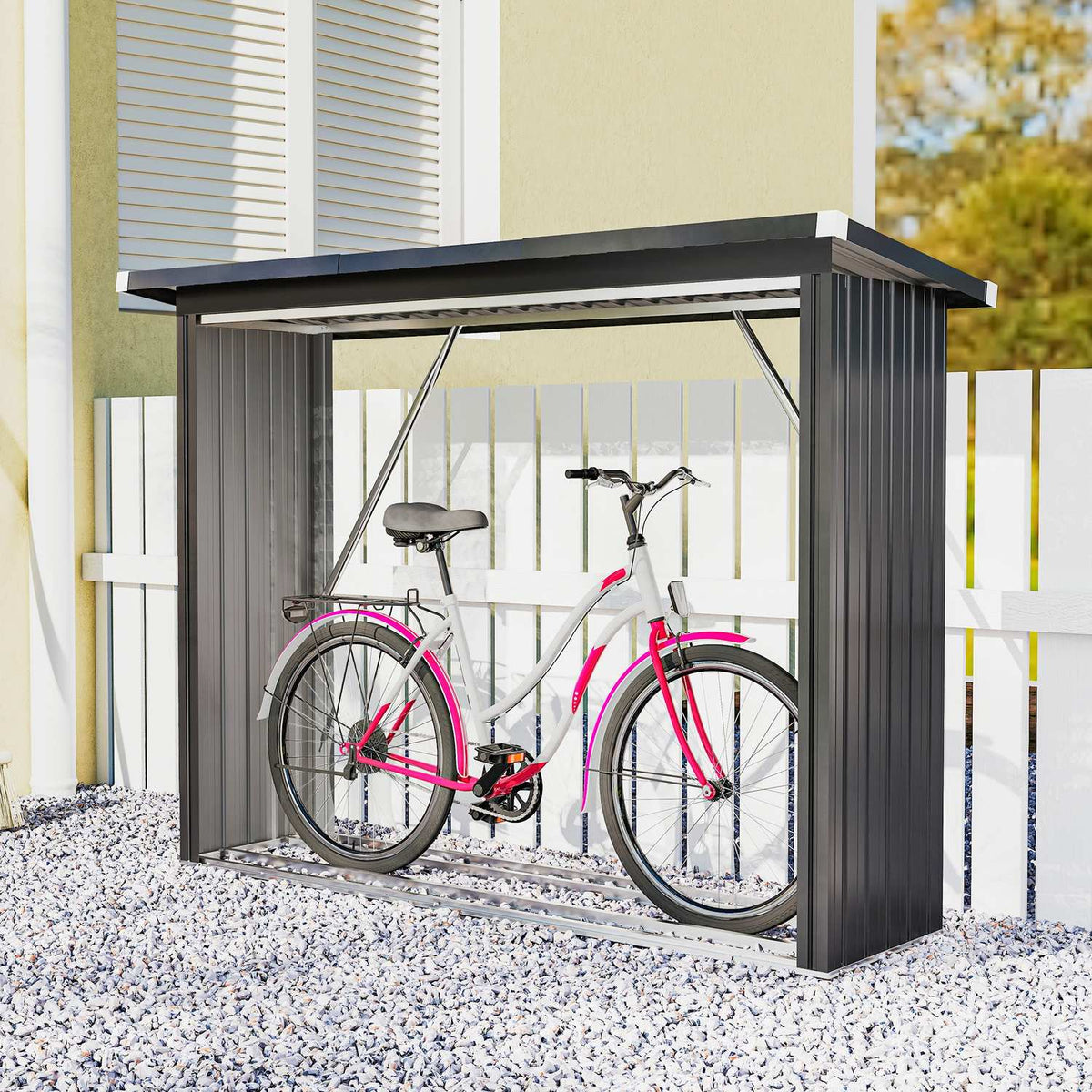 Firewood Shed, Steel, Elevated Floor, 213x66.5x150 cm