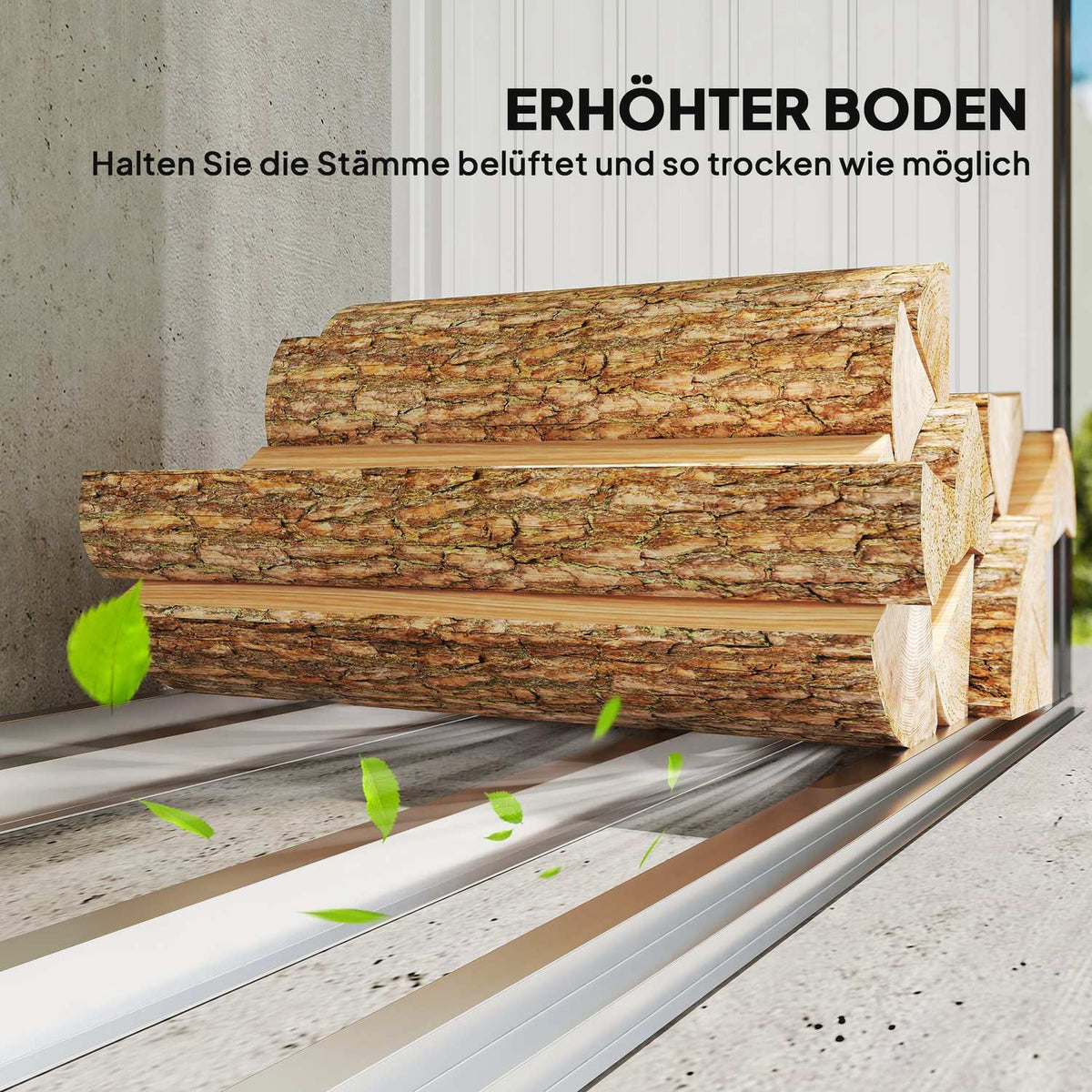 Firewood Shed, Steel, Elevated Floor, 213x66.5x150 cm
