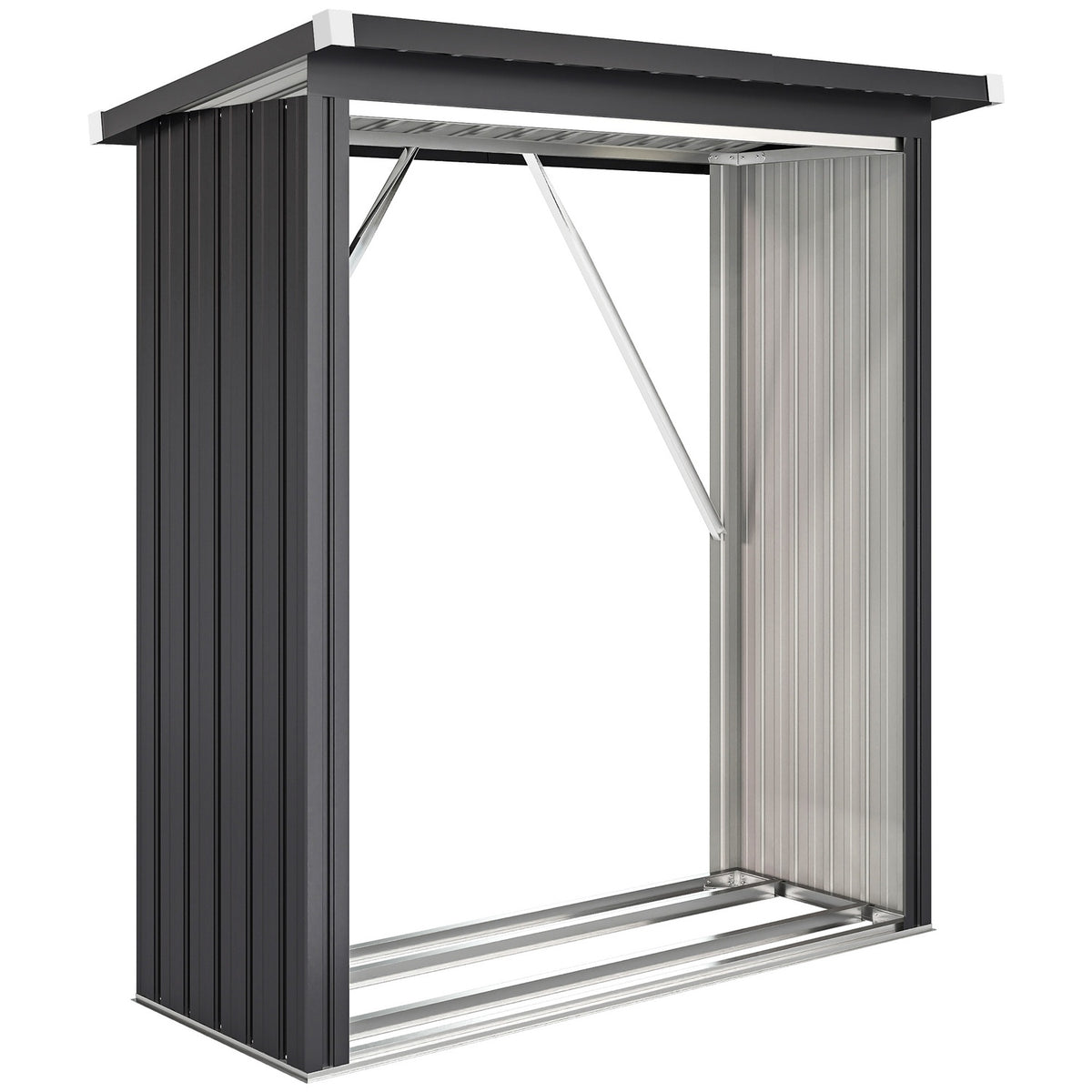 Firewood Shed, Steel, Elevated Floor, Sloped Roof, 150x66.5x150 cm