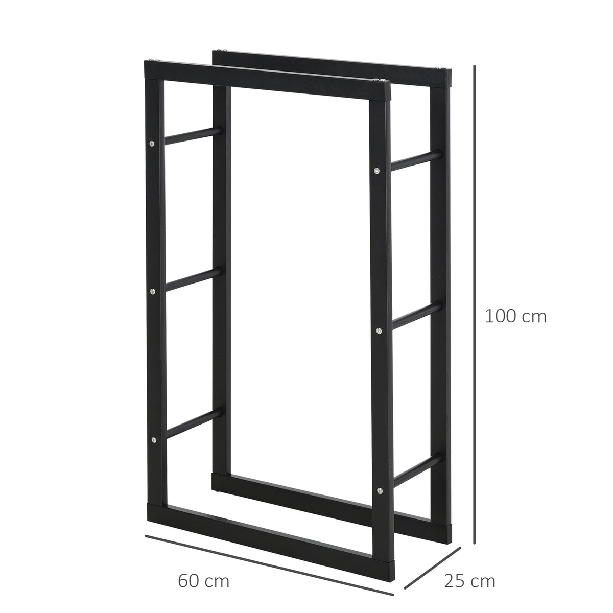 Firewood Stand Firewood Rack Firewood Rack Firewood Holder 100Kg Steel Black L60 X W25 X H100 Cm