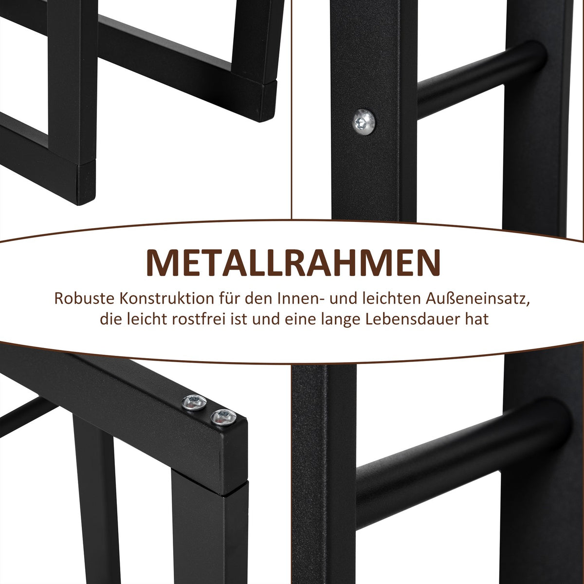 Firewood Stand Firewood Rack Firewood Rack Firewood Holder 100Kg Steel Black L60 X W25 X H100 Cm