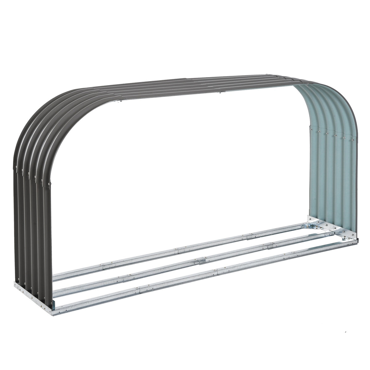 Firewood Stand Wood Storage Firewood Shelter Firewood Rack 0.85 M³ Steel Gray 208 X 46 X 112 Cm