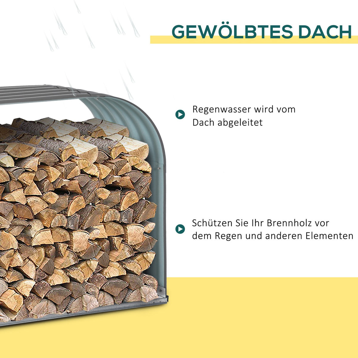 Firewood Stand Wood Storage Firewood Shelter Firewood Rack 0.85 M³ Steel Gray 208 X 46 X 112 Cm