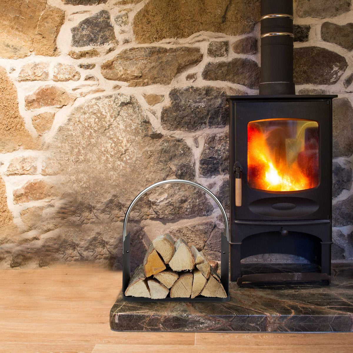 Firewood basket in black