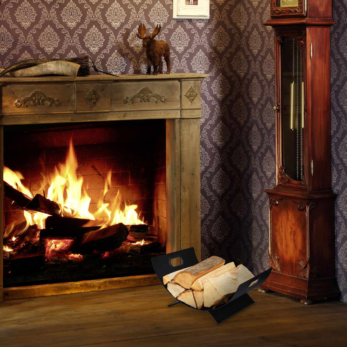 Firewood basket in black