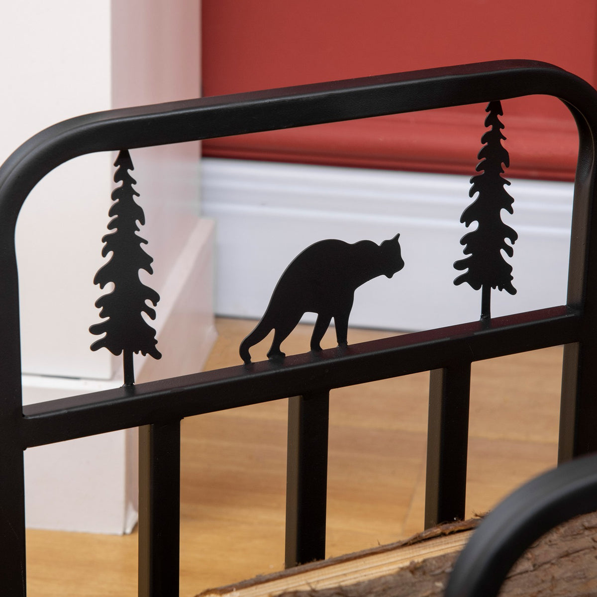 Firewood rack 42 x 33.5 x 43 cm firewood rack with handles, firewood rack for outdoor, indoor, up to 50 kg, metal, black