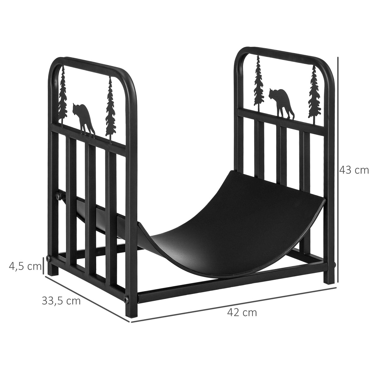 Firewood rack 42 x 33.5 x 43 cm firewood rack with handles, firewood rack for outdoor, indoor, up to 50 kg, metal, black